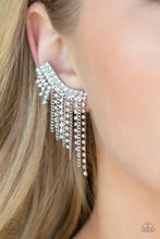 Load image into Gallery viewer, Thunderstruck Sparkle - White and Silver Earrings- Paparazzi Accessories