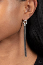 Load image into Gallery viewer, Dallas Debutante - White and Gunmetal Earrings- Paparazzi Accessories