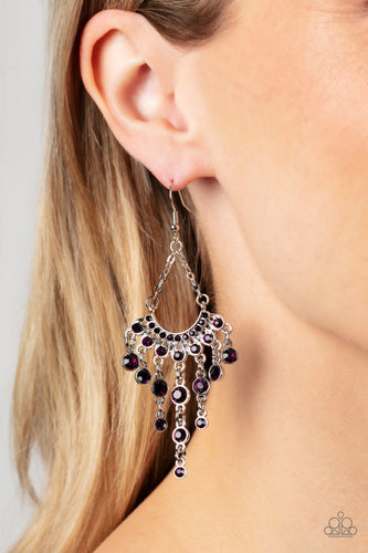 Commanding Candescence - Purple and Silver Earrings- Paparazzi Accessories
