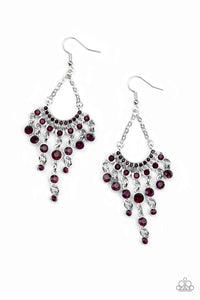 Commanding Candescence - Purple and Silver Earrings- Paparazzi Accessories
