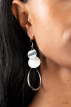 Load image into Gallery viewer, Retro Reception - White and Silver Earrings- Paparazzi Accessories