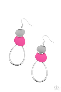 Retro Reception - Pink and Silver Earrings- Paparazzi Accessories