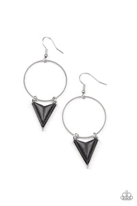 Sahara Shark - Black and Silver Earrings- Paparazzi Accessories