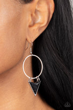 Load image into Gallery viewer, Sahara Shark - Black and Silver Earrings- Paparazzi Accessories