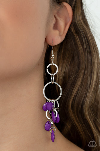 Sandcastle Sunset - Purple and Silver Earrings- Paparazzi Accessories