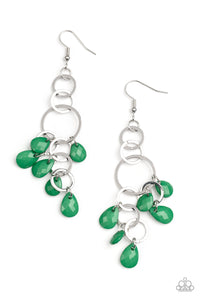 Sandcastle Sunset - Green and Silver Earrings- Paparazzi Accessories