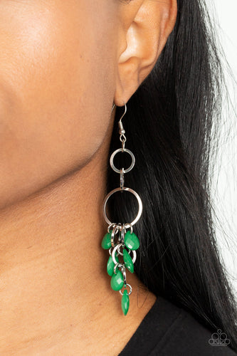 Sandcastle Sunset - Green and Silver Earrings- Paparazzi Accessories
