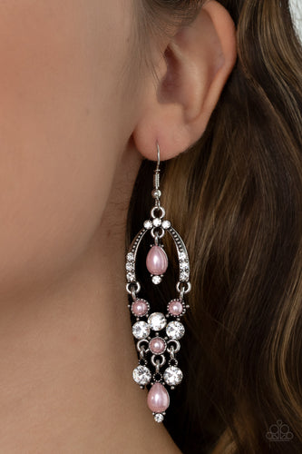 Back In The Spotlight - Pink and Silver Earrings- Paparazzi Accessories