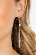 Load image into Gallery viewer, Skyscraping Shimmer - White and Silver Earrings- Paparazzi Accessories