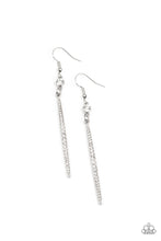 Load image into Gallery viewer, Skyscraping Shimmer - White and Silver Earrings- Paparazzi Accessories