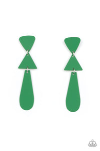 Retro Redux - Green and Silver Earrings- Paparazzi Accessories