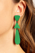 Load image into Gallery viewer, Retro Redux - Green and Silver Earrings- Paparazzi Accessories
