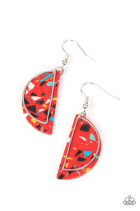 Flashdance Fashionista - Red and Silver Earrings- Paparazzi Accessories