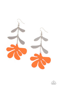 Palm Beach Bonanza - Orange and Silver Earrings- Paparazzi Accessories