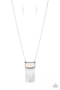 Plateau Pioneer - White and Silver Necklace- Paparazzi Accessories