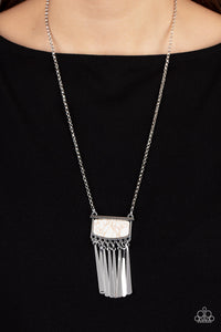 Plateau Pioneer - White and Silver Necklace- Paparazzi Accessories