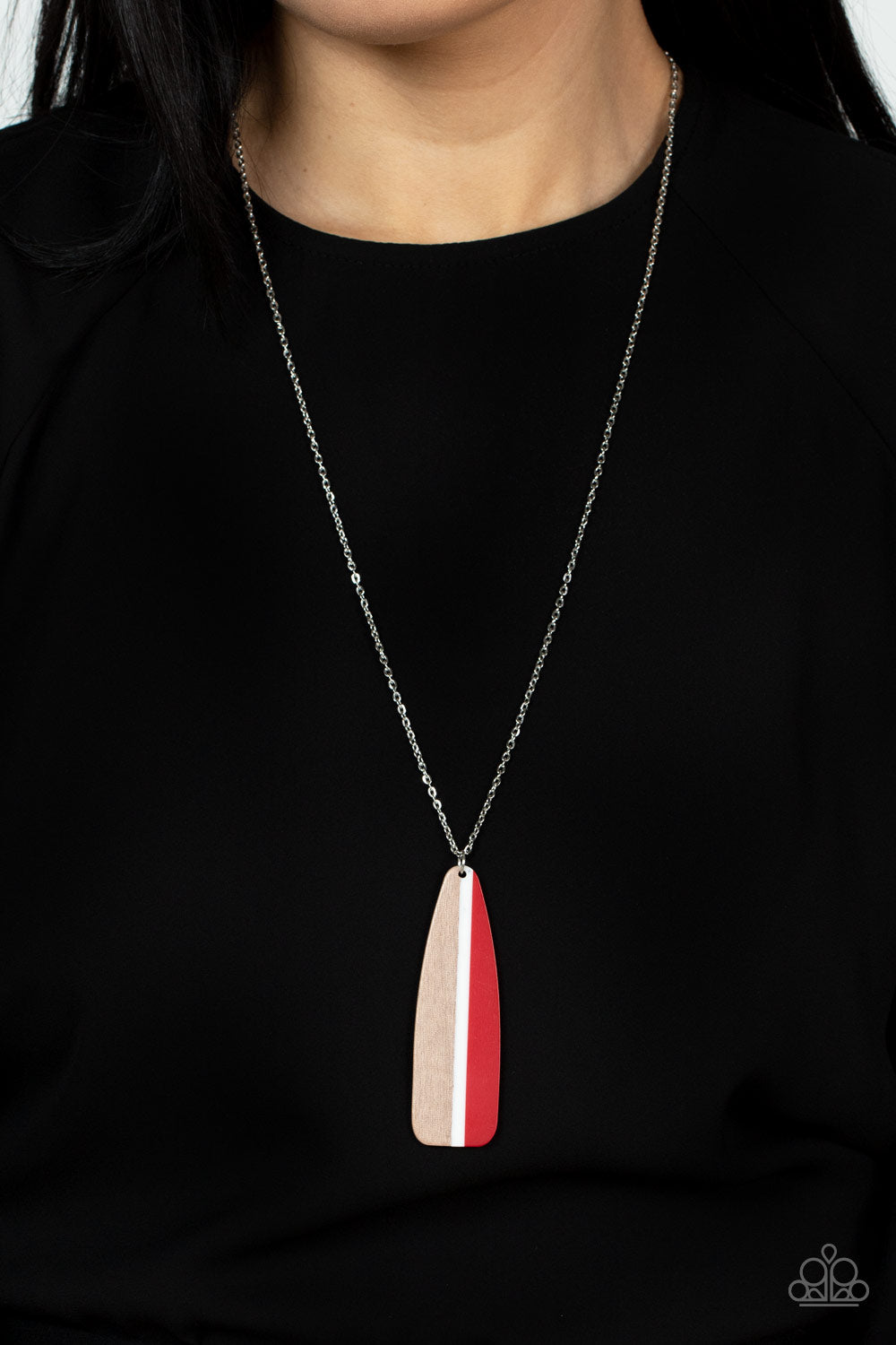 Grab a Paddle - Red and Silver Necklace- Paparazzi Accessories