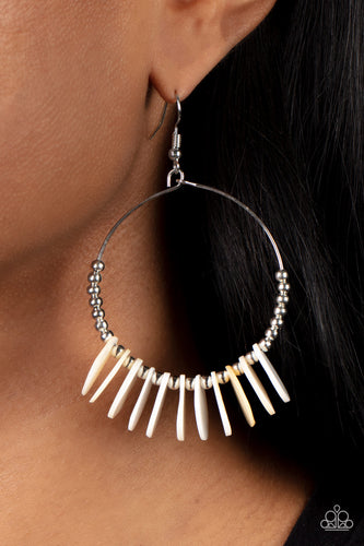 Caribbean Cocktail - White and Silver Earrings- Paparazzi Accessories