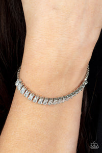 Glitz and Glimmer - White and Silver Bracelet- Paparazzi Accessories