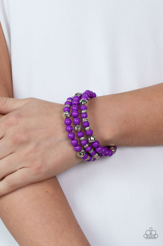 Vibrant Verve - Purple and Silver Bracelet- Paparazzi Accessories