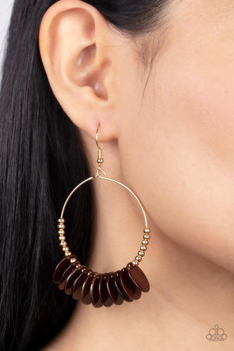 Caribbean Cocktail - Brown and Gold Earrings- Paparazzi Accessories