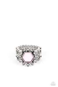 Wonderfully Wallflower - Pink and Silver Ring- Paparazzi Accessories