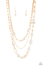 Load image into Gallery viewer, Modern Innovation - White and Gold Necklace- Paparazzi Accessories