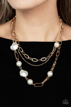 Load image into Gallery viewer, Modern Innovation - White and Gold Necklace- Paparazzi Accessories