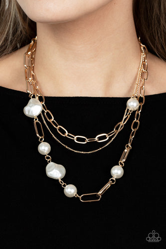 Modern Innovation - White and Gold Necklace- Paparazzi Accessories