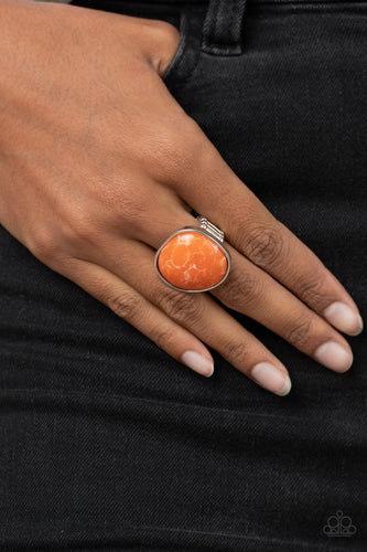 Aesthetically Authentic - Orange and Silver Ring- Paparazzi Accessories