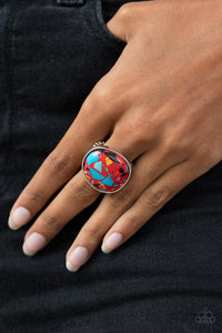Aesthetically Authentic - Red and Silver Ring- Paparazzi Accessories