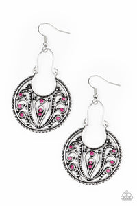 Vineyard Villa - Pink and Silver Earrings- Paparazzi Accessories