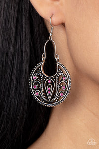 Vineyard Villa - Pink and Silver Earrings- Paparazzi Accessories