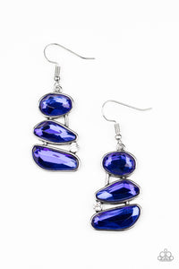 Gem Galaxy - Blue and Silver Earrings- Paparazzi Accessories