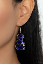 Load image into Gallery viewer, Gem Galaxy - Blue and Silver Earrings- Paparazzi Accessories