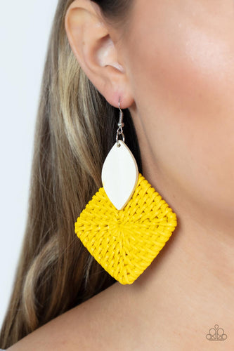 Sabbatical WEAVE - Yellow and Brown Earrings- Paparazzi Accessoies