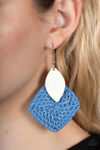 Sabbatical WEAVE - Blue and Silver Earrings- Paparazzi Accessories