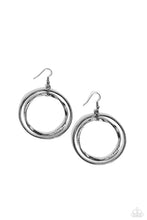 Load image into Gallery viewer, Rebel Rotation - White and Gunmetal Earrings- Paparazzi Accessories
