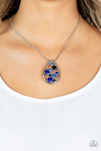 Seasonal Sophistication - Blue and Silver Necklace- Paparazzi Accessories