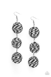 Laguna Lanterns - Black and White Earrings- Paparazzi Accessories