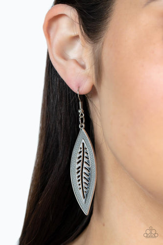 Leather Lagoon - Silver Earrings- Paparazzi Accessories