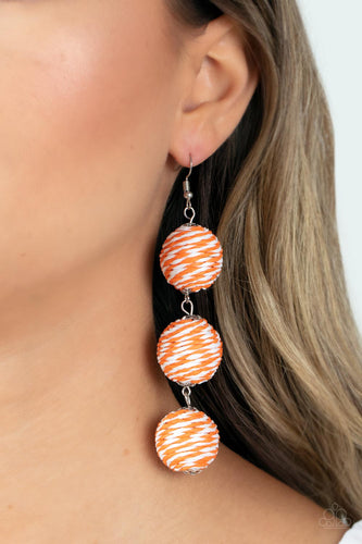 Laguna Lanterns - Orange and Silver Earrings- Paparazzi Accessories