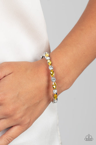 Petitely Powerhouse - Yellow and Silver Bracelet- Paparazzi Accessories