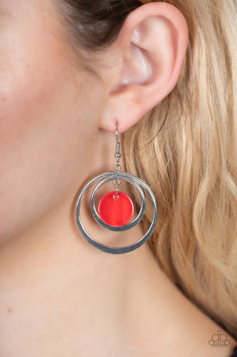 Mai Tai Tango - Red and Silver Earrings- Paparazzi Accessories