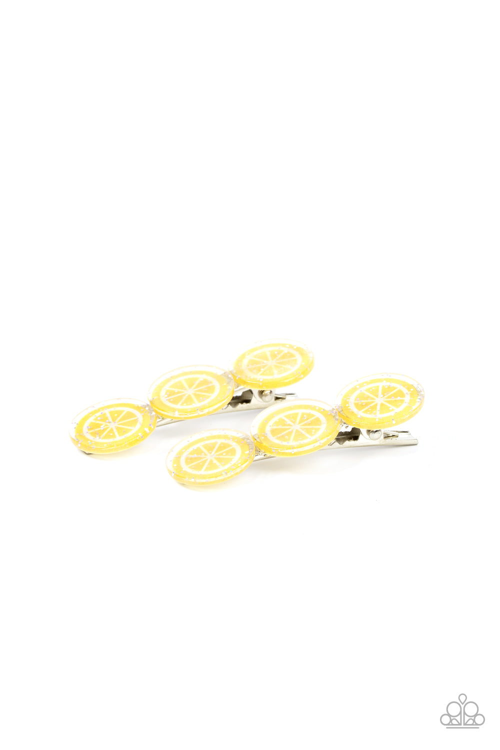 Charismatically Citrus - Yellow and Silver Hair Clips- Paparazzi Accessories
