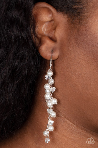 Candlelight Cruise - White and Silver Earrings- Paparazzi Accessories