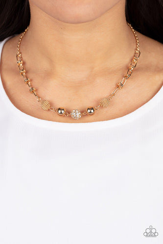 Taunting Twinkle - White and Gold Necklace- Paparazzi Accessories