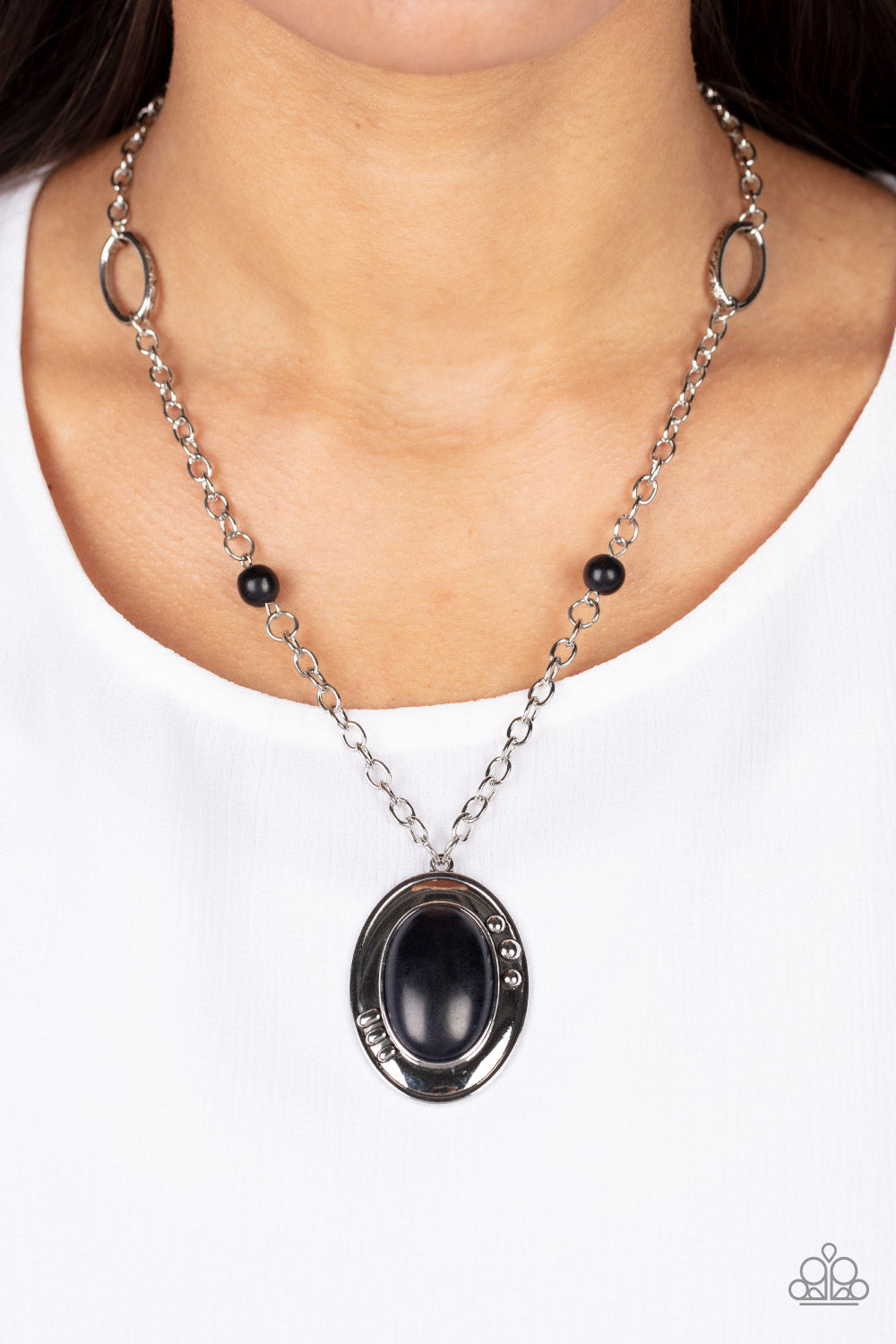 Mojave Meditation - Black and Silver Necklace- Paparazzi Accessories