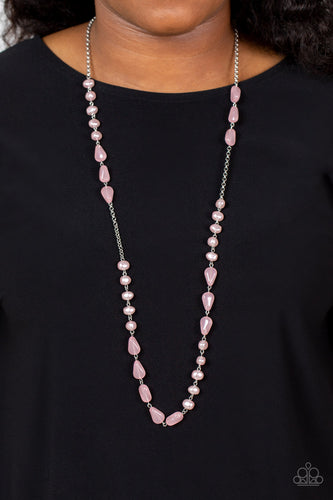 Shoreline Shimmer - Pink and Silver Necklace- Paparazzi Accessories