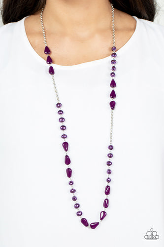 Shoreline Shimmer - Purple and Silver Necklace- Paparazzi Accessories